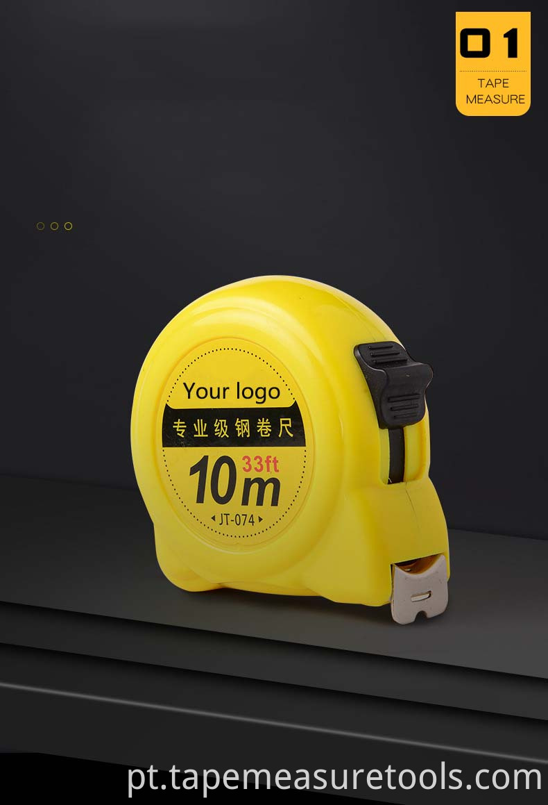 3M 5M 7,5m 10M Fita métrica de aço caracol amarelo personalizada com logotipo